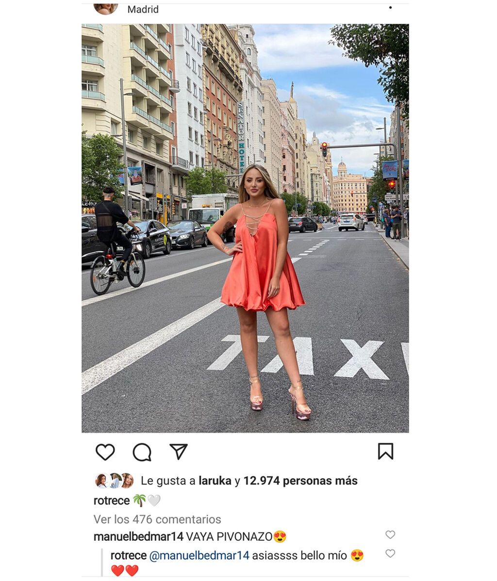 La reacción de Manuel Bedmar al último posado en Rocío Flores en la Gran Vía madrileña