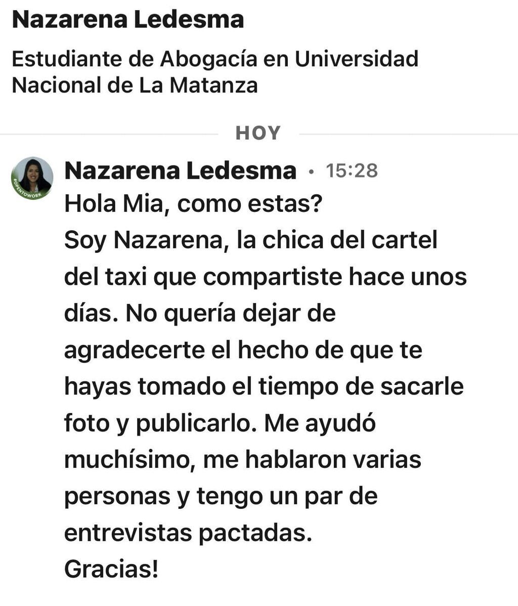 La respuesta de Nazarena Ledesma