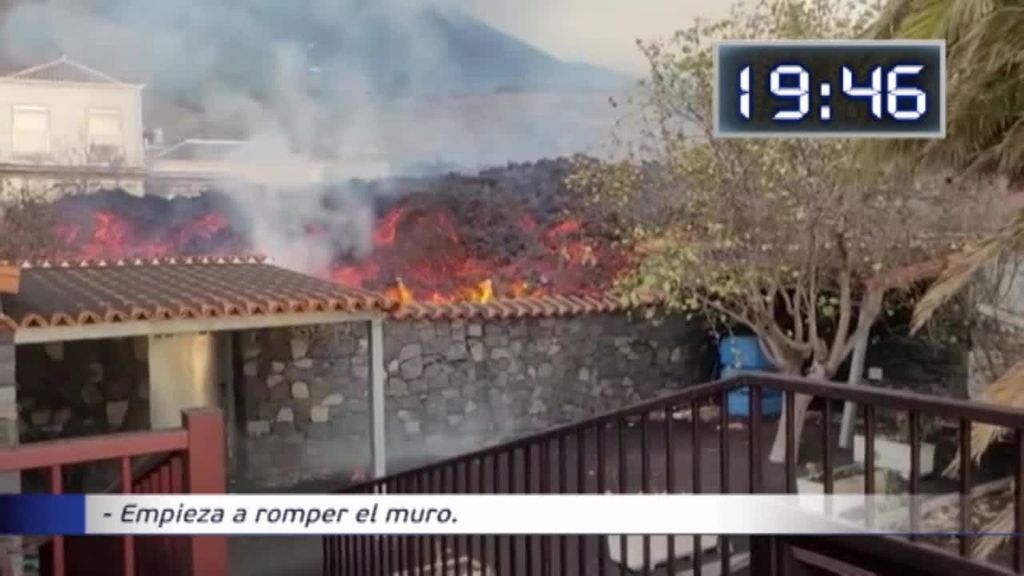 Una cámara graba cómo una casa es engullida por la lava del volcán de La Palma en 29 minutos