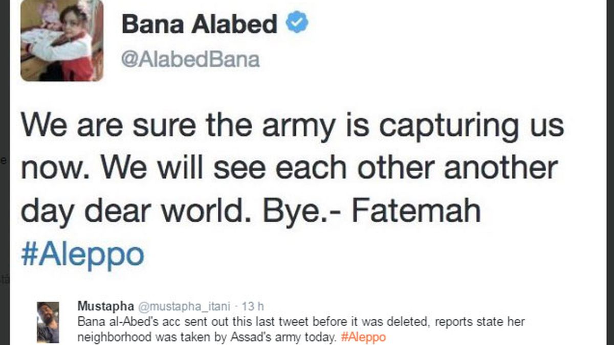 Bana Alabed, niña siria, niña tuitera Alepo