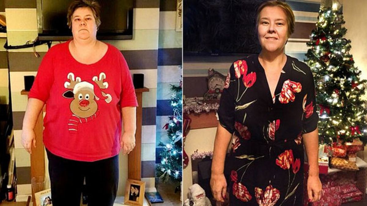 Su conjunto navideño la motivó para adelgazar casi 90 kilos