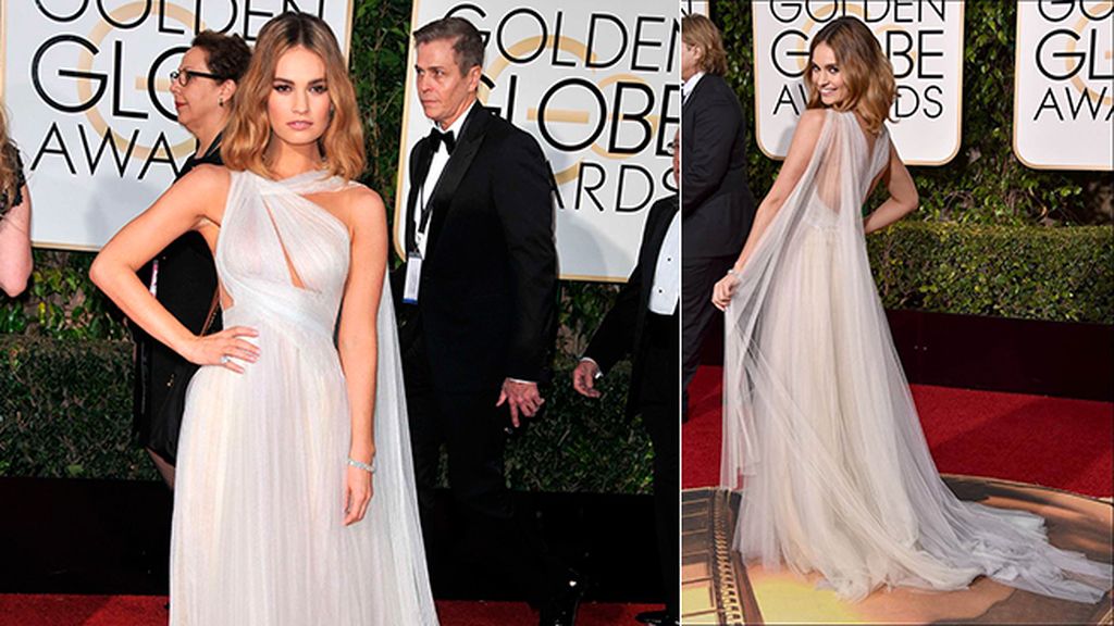Lily James, una novia de estilo griego vestida de Marchesa