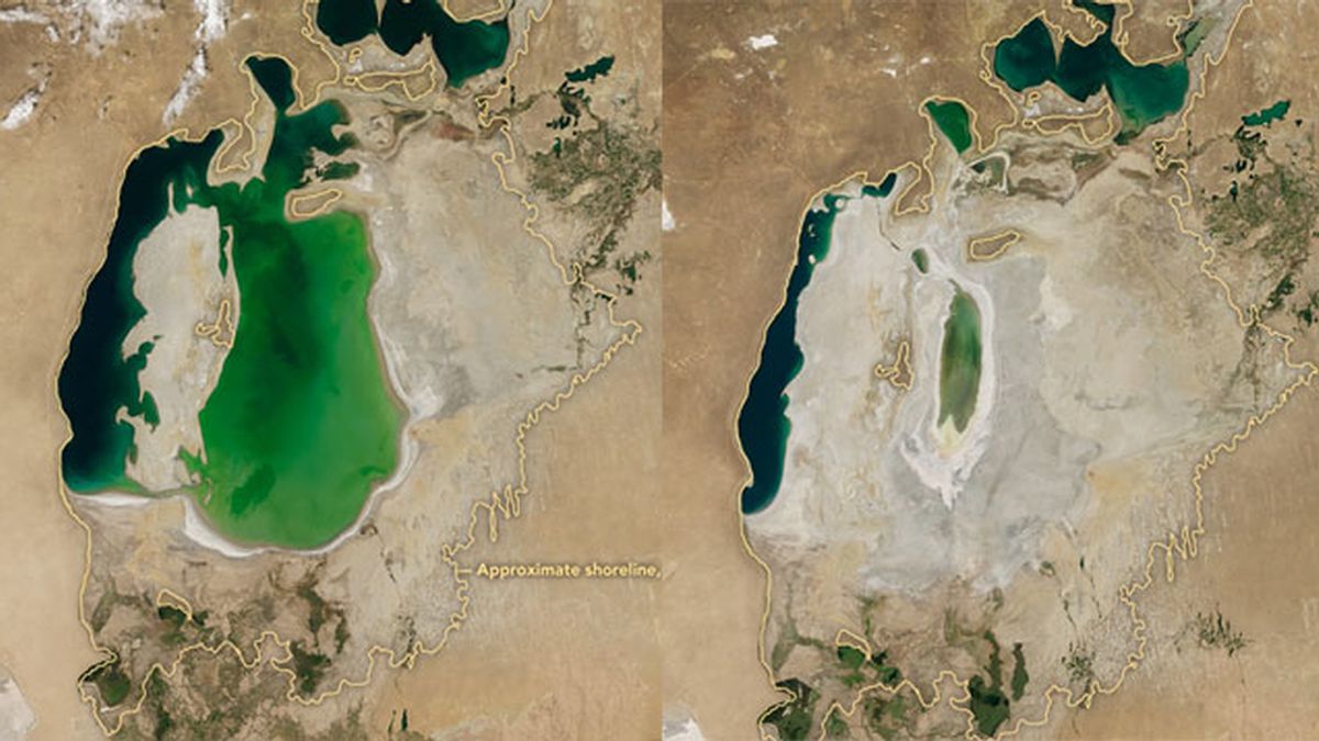 El mar de Aral, uno de los lagos más grandes del mundo se convierte en un desierto