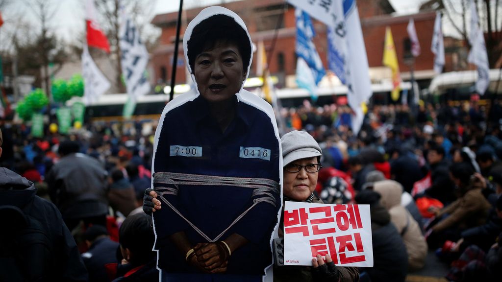 Una manifestación en contra del presidente de Corea del Sur