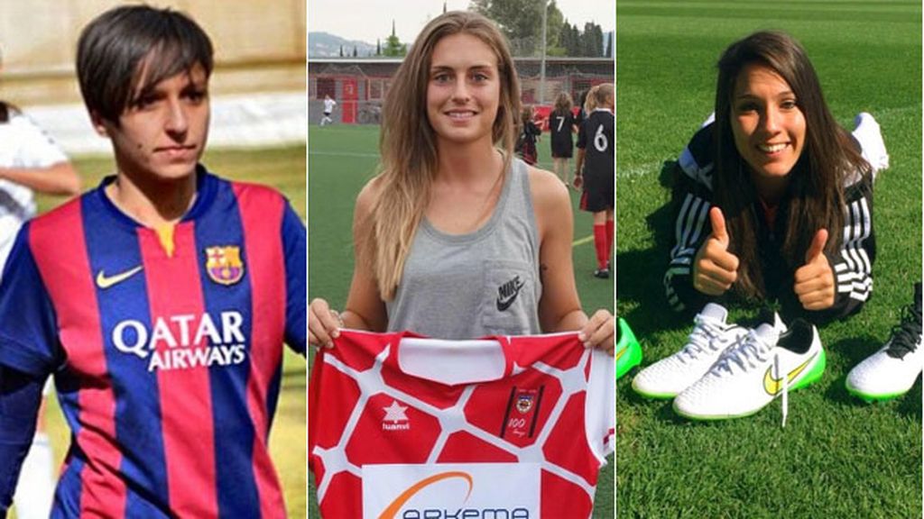 La delanteras de la roja: Marta Corredera, Alexia Putellas y Mari Paz Vilas