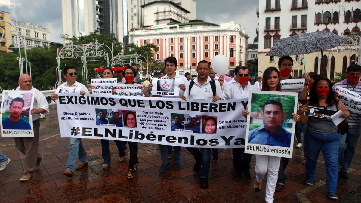 Manifestación por la liberación de los periodistas