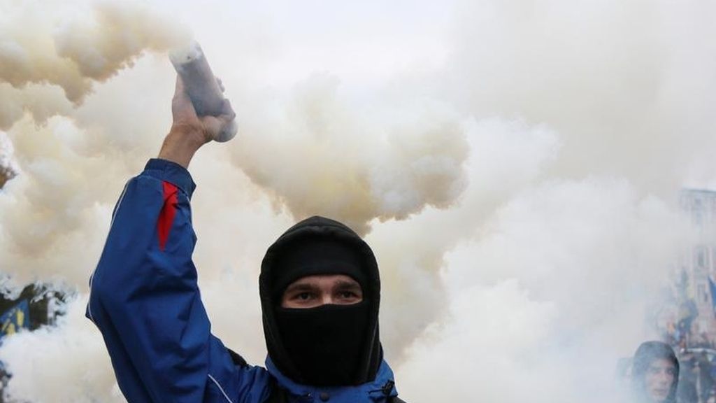 Manifestante en Ucrania