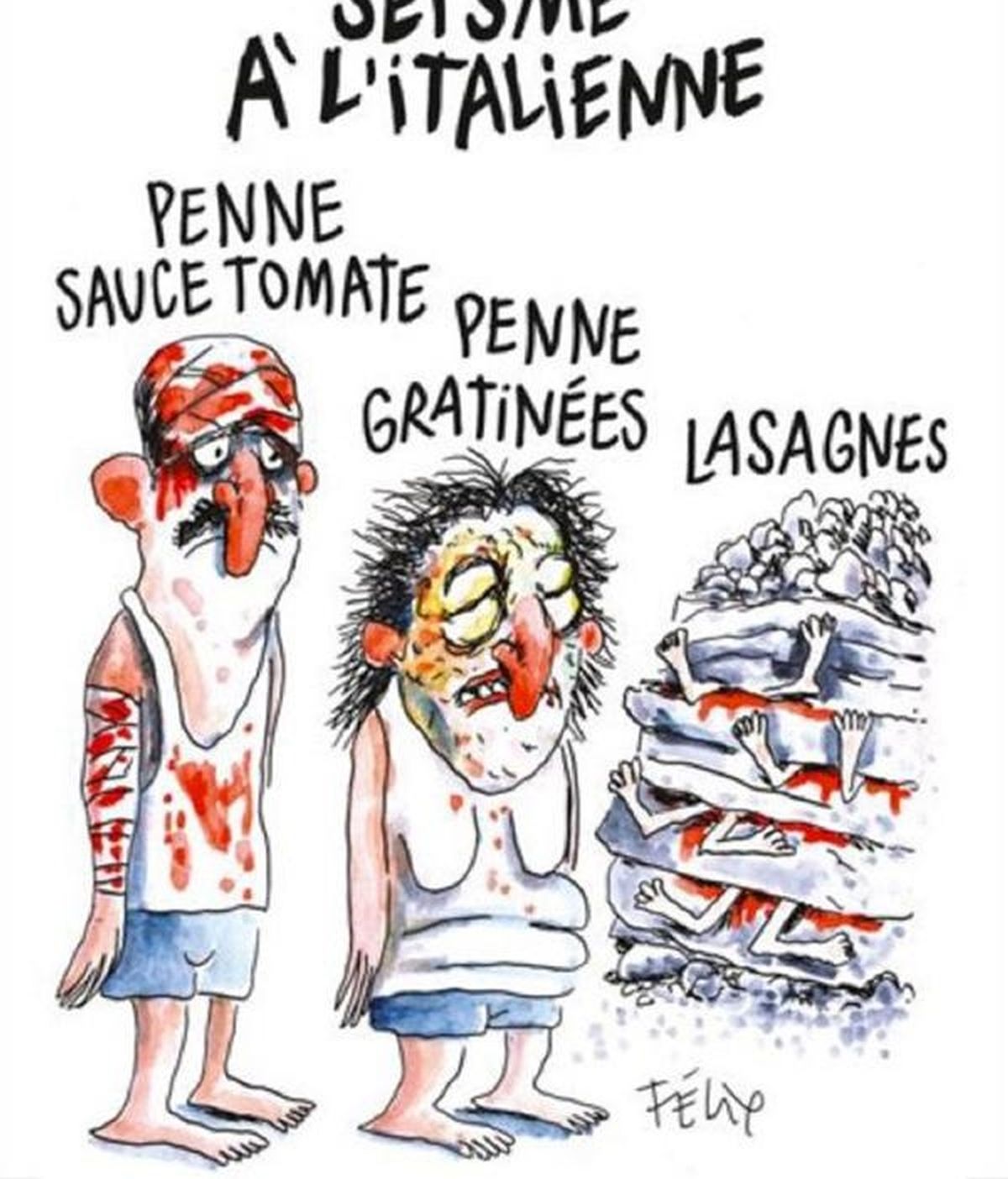 La dura viñeta de Charlie Hedbo sobre el terremoto de Italia La dura viñeta de Charlie Hedbo sobre el terremoto de Italia