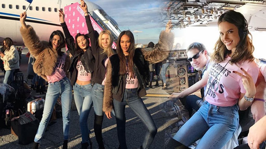 En jet privado y uniformadas de rosa: ‘los ángeles’ han viajado a París para el desfile