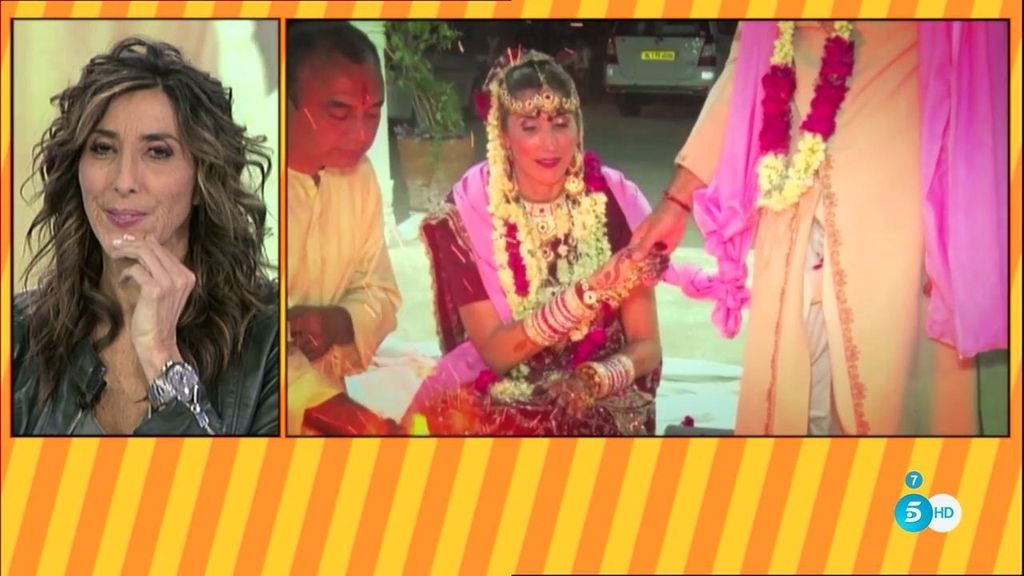 Un sari rojo, collares de flores, henna... Así fue la boda en La India de Paz Padilla