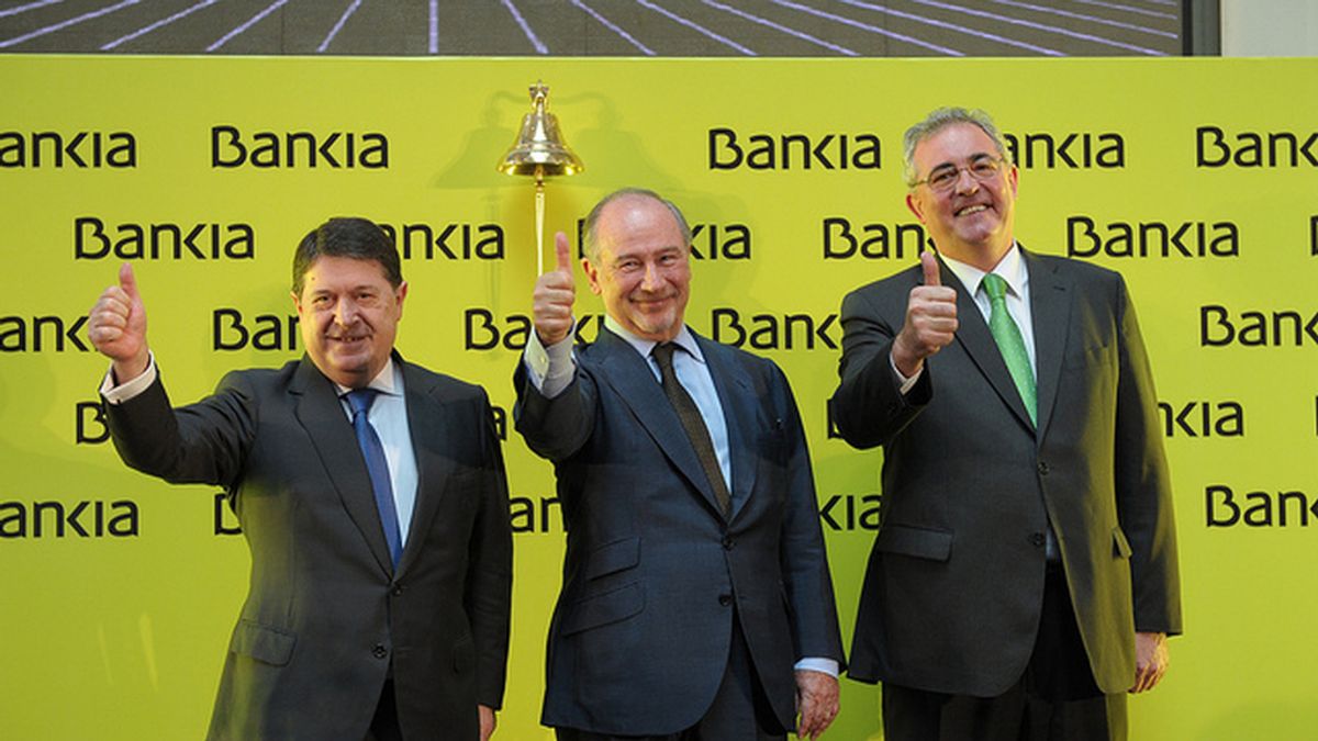 Olivas, Rato y Verdú celebran la salida de Bankia a Bolsa