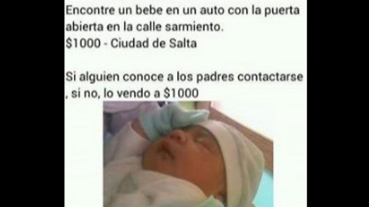 Encuentra un bebé en un coche y lo vende por Facebook a 59 euros