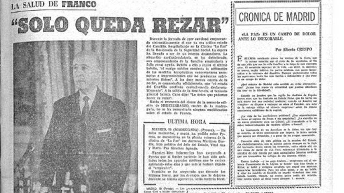 Portada del diario 'Mediterráneo el día que murió Franco. Foto: Biblioteca Virtual de Prensa Histórica