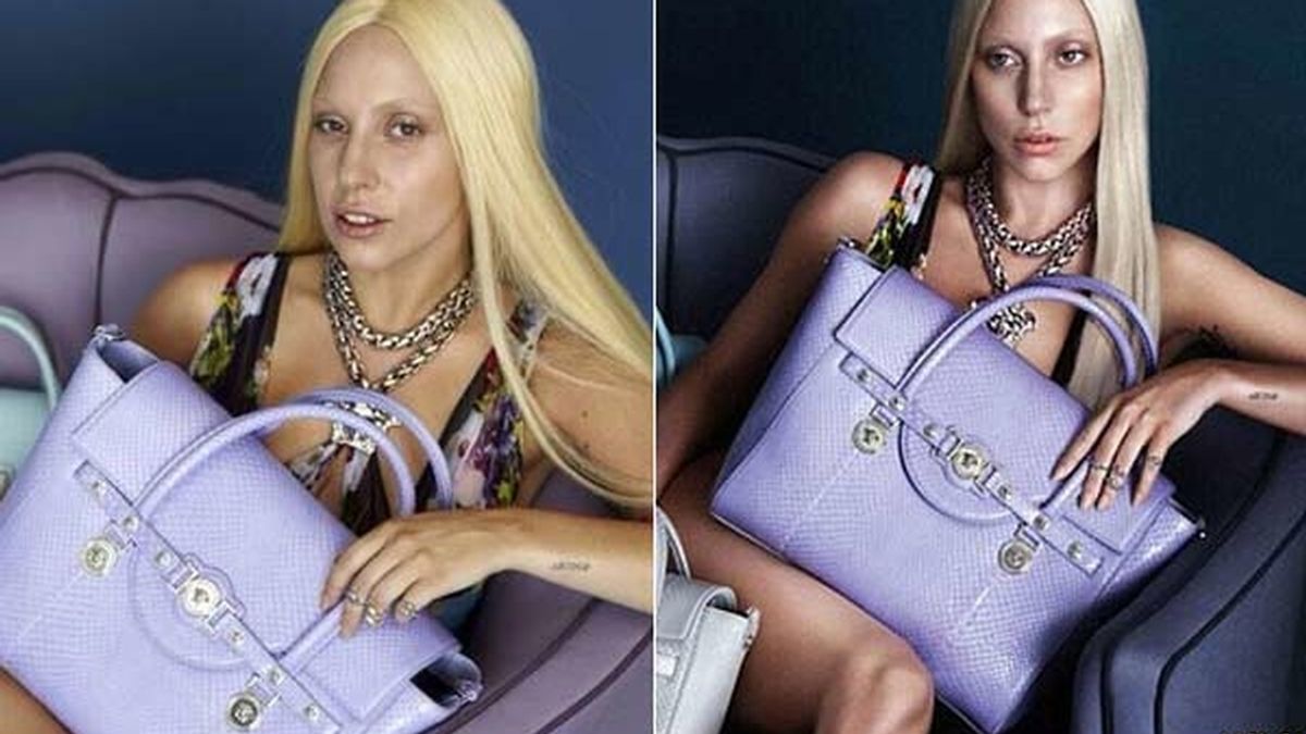 Lady Gaga antes y después del photoshop