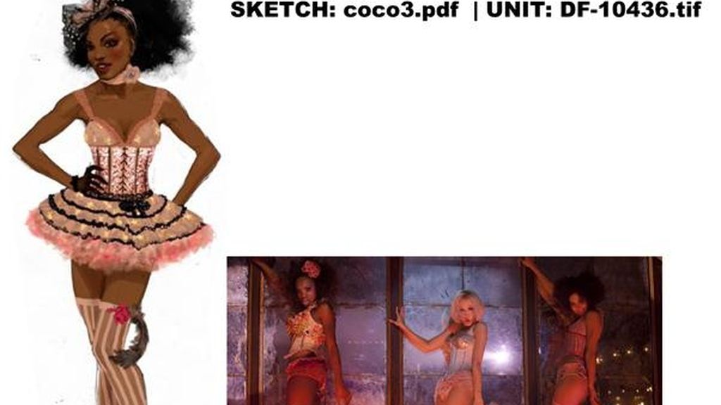 Los bocetos del vestuario de 'Burlesque'
