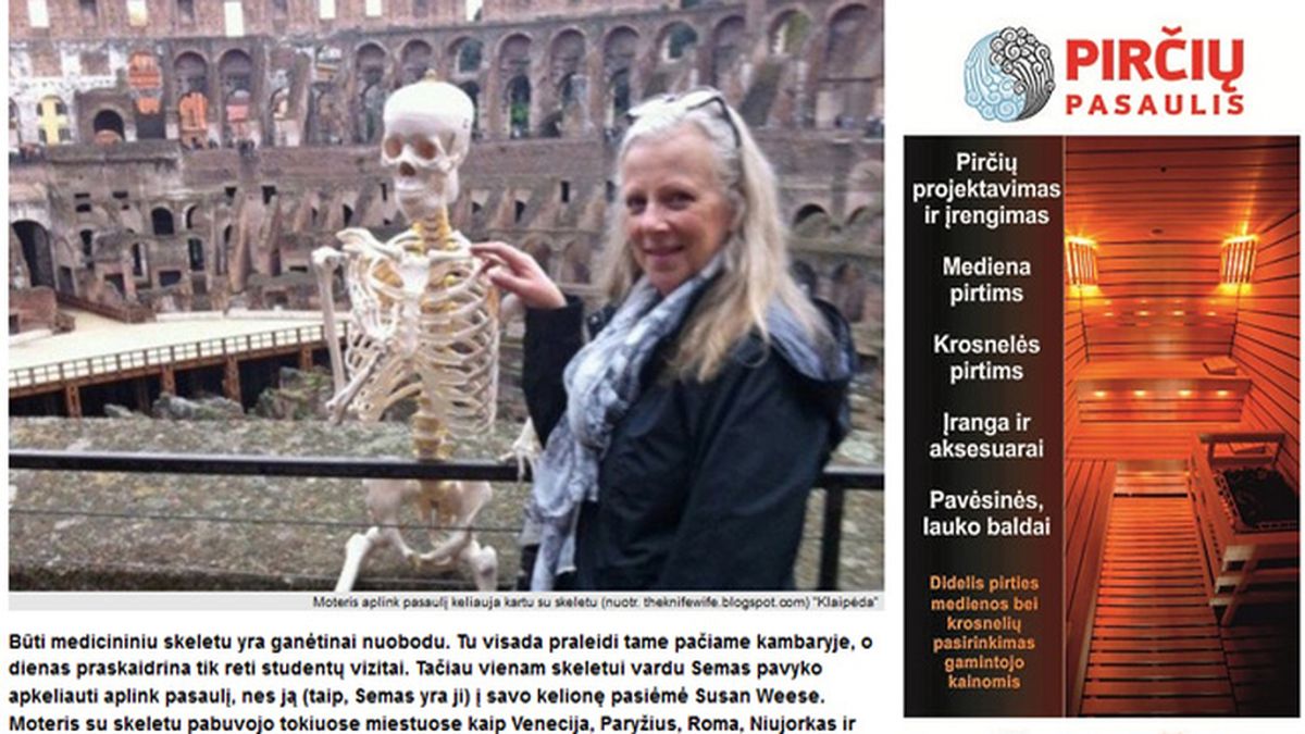 Una mujer recorre Europa durante un año con un esqueleto