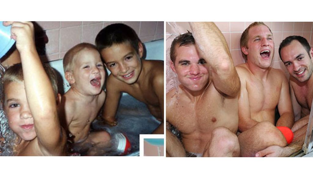 Tres hermanos recrean las fotos de su infancia para su madre