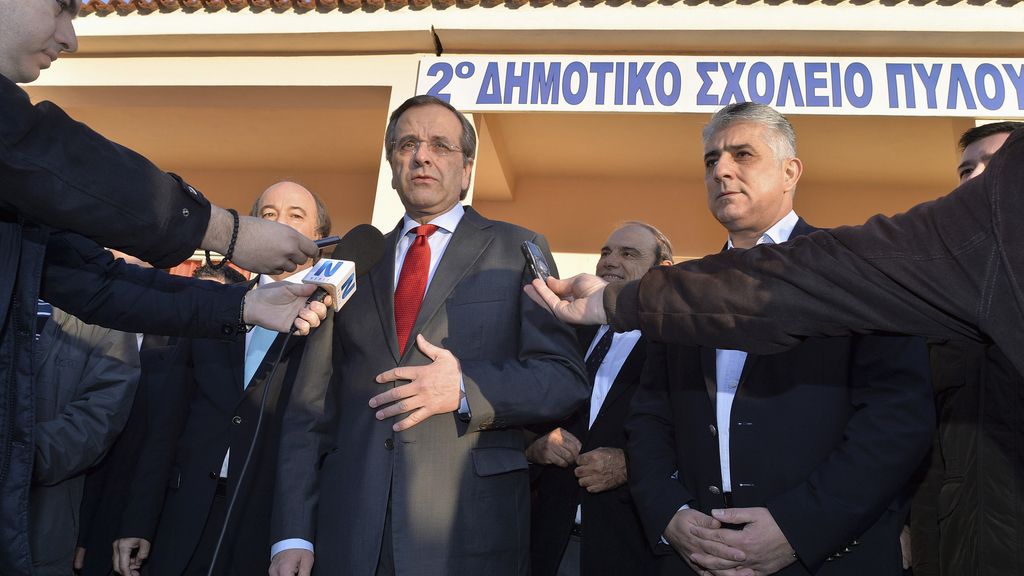 El líder de Nueva Democracia, Antonis Samaras, en las urnas