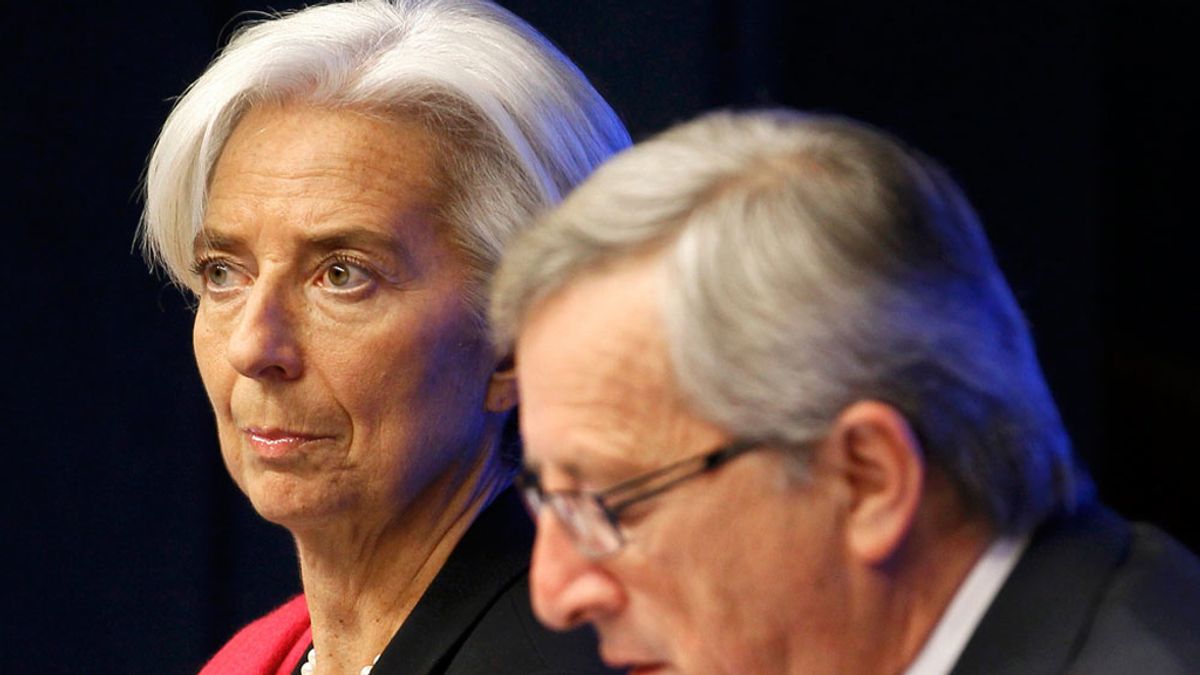 Jean-Claude Juncker y Christine Lagarde, en una reunión el Eurogrupo