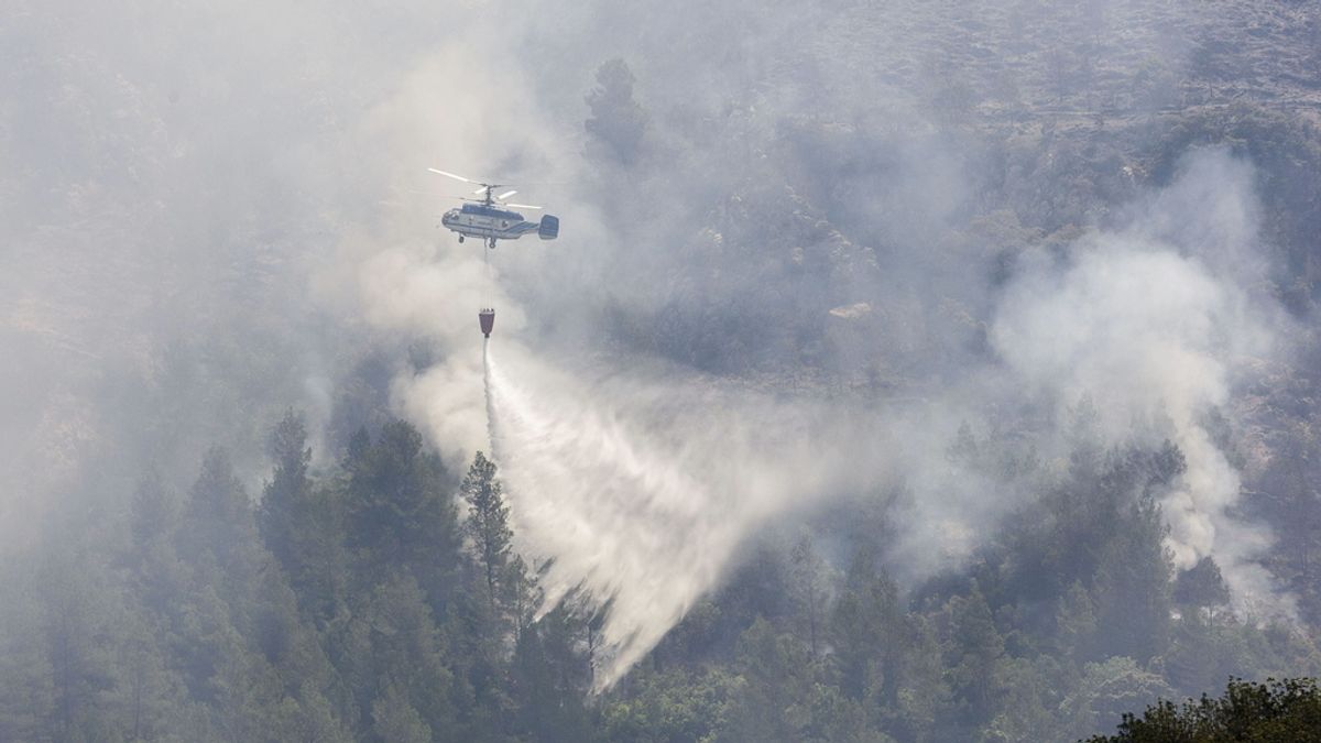 Seis medios aéreos trabajan en la extinción de un incendio forestal en Castellón