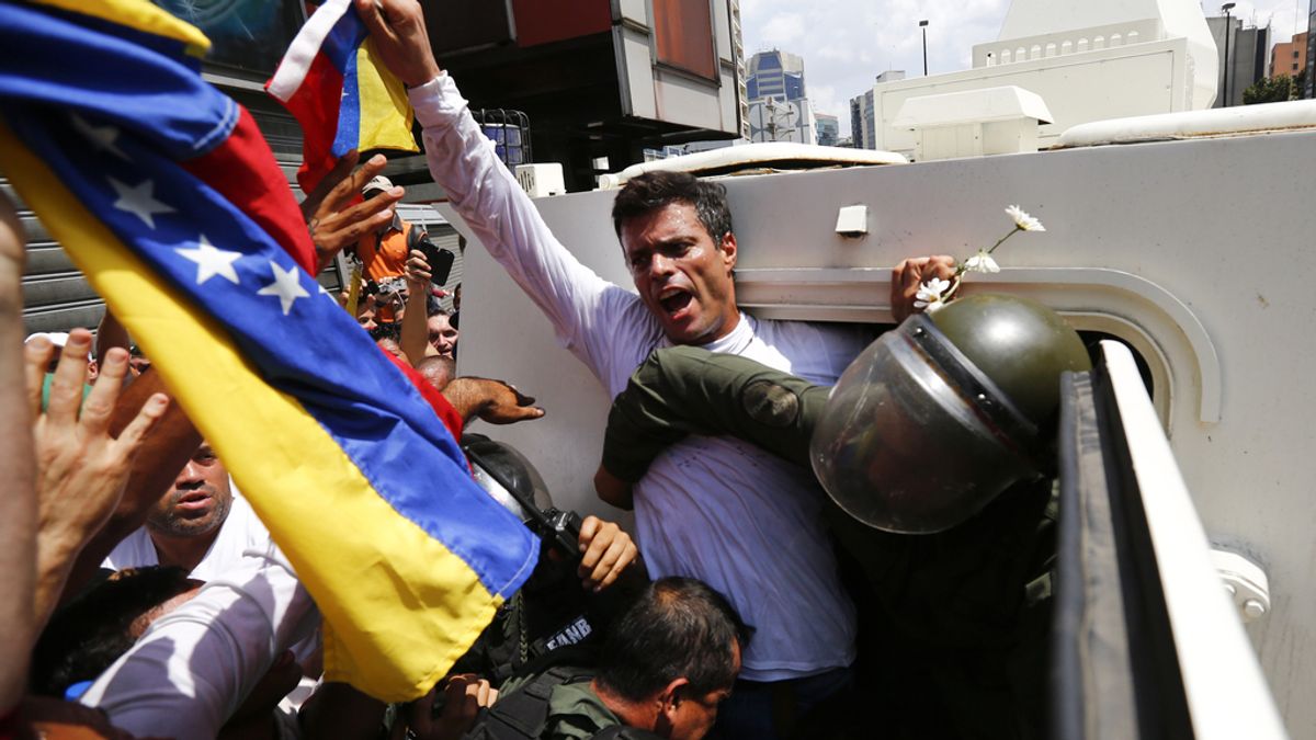 Leopoldo López en el momento de su detención