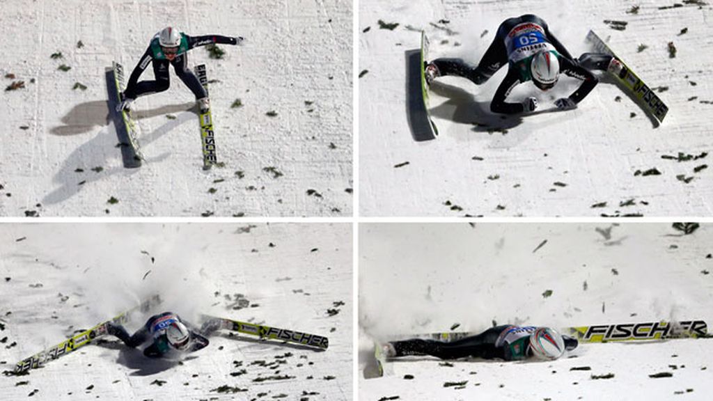 Alarmante caída de Simon Amman, campeón olímpico de esquí