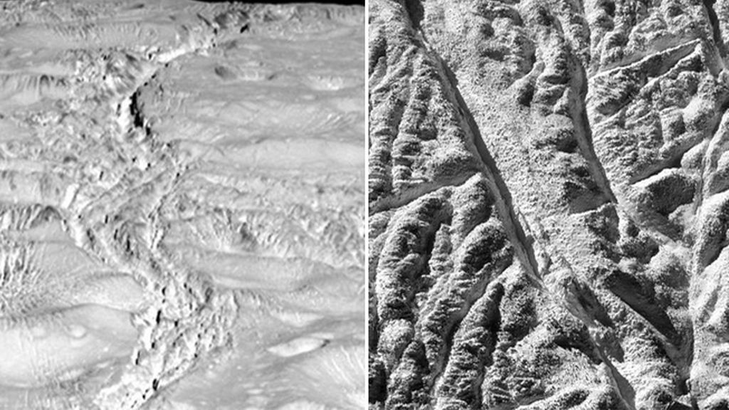 Las extrañas grietas en una luna de Saturno