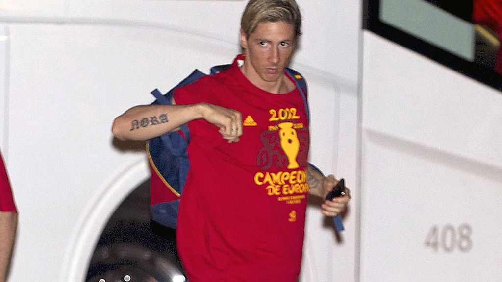 Fernando Torres durante la fiesta de la Selección española