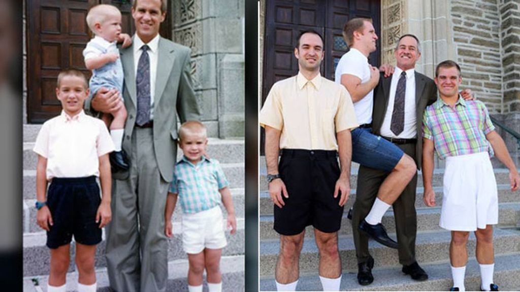 Tres hermanos recrean las fotos de su infancia para su madre