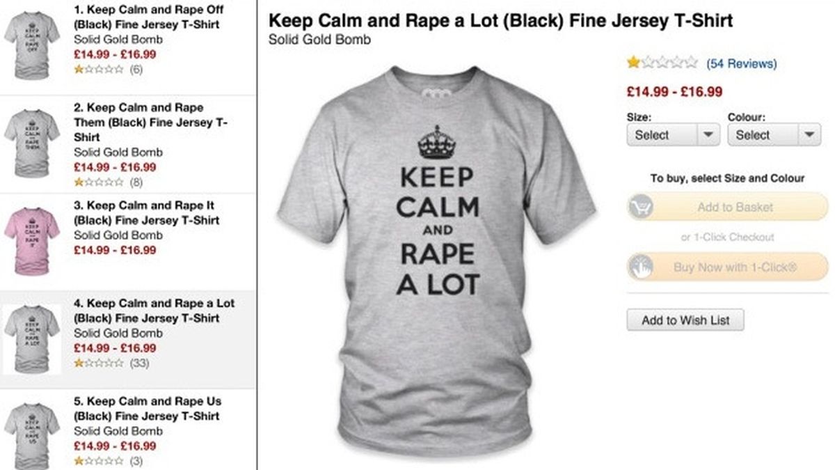 Amazon retira camisetas que invitan a violar