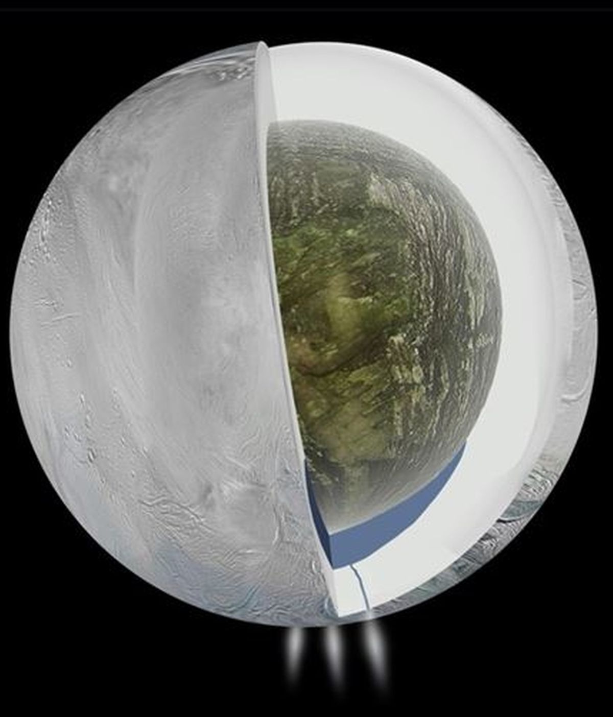La NASA detecta un océano de agua bajo la superficie de Encelado