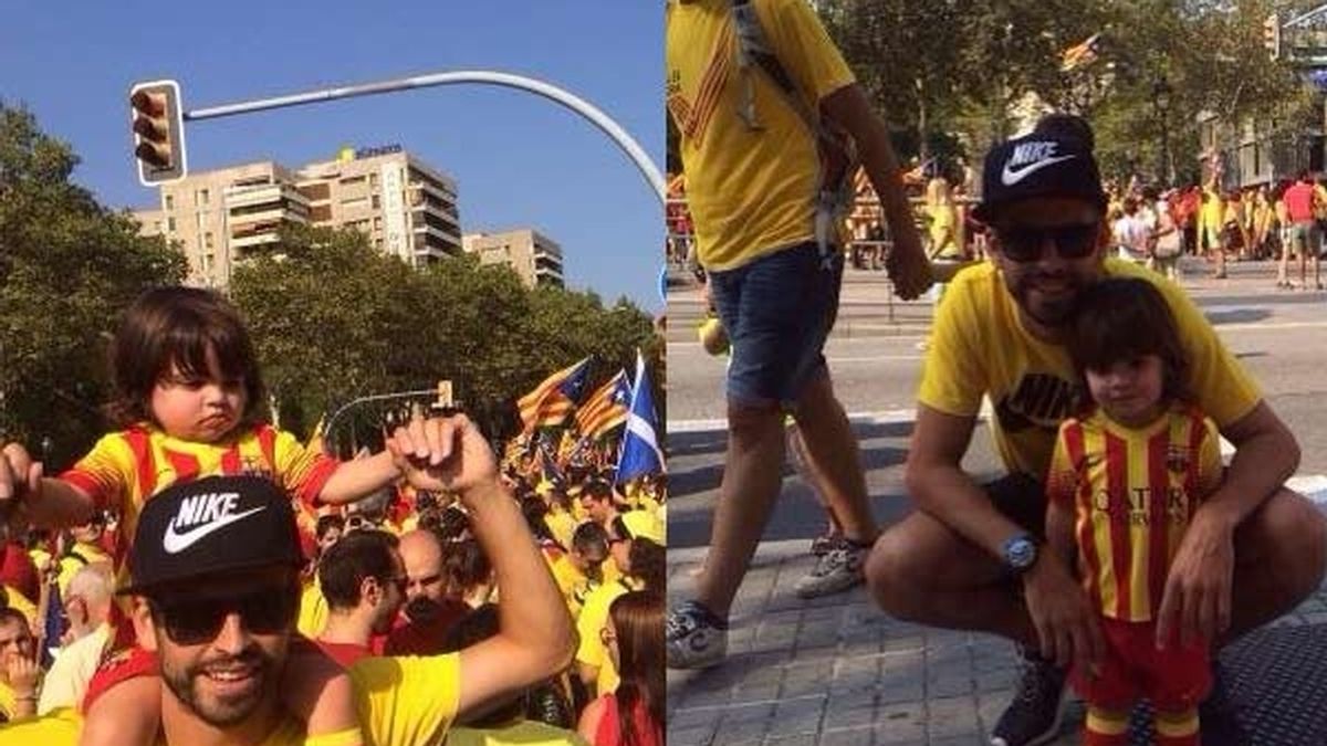 Piqué celebra la Diada con su hijo Milan