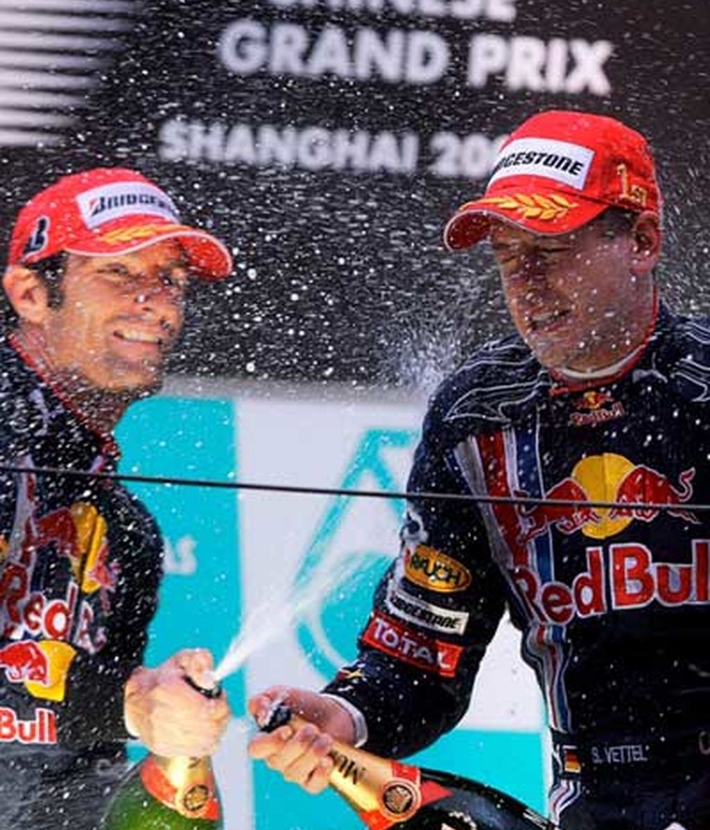 La celebración entre los pilotos de Red Bull