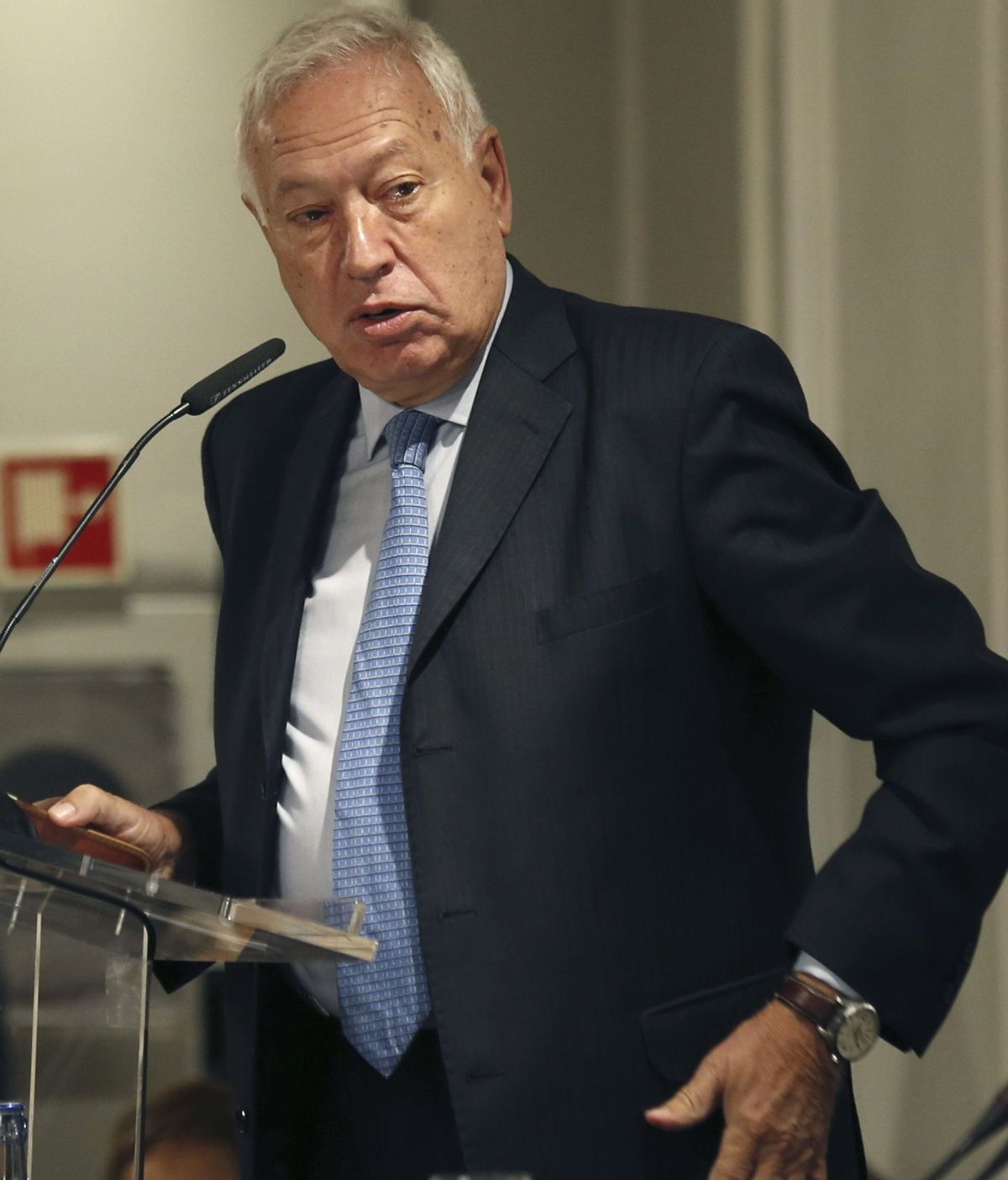 José Manuel García Margallo, ministros de Exteriores, en un desayuno informativo