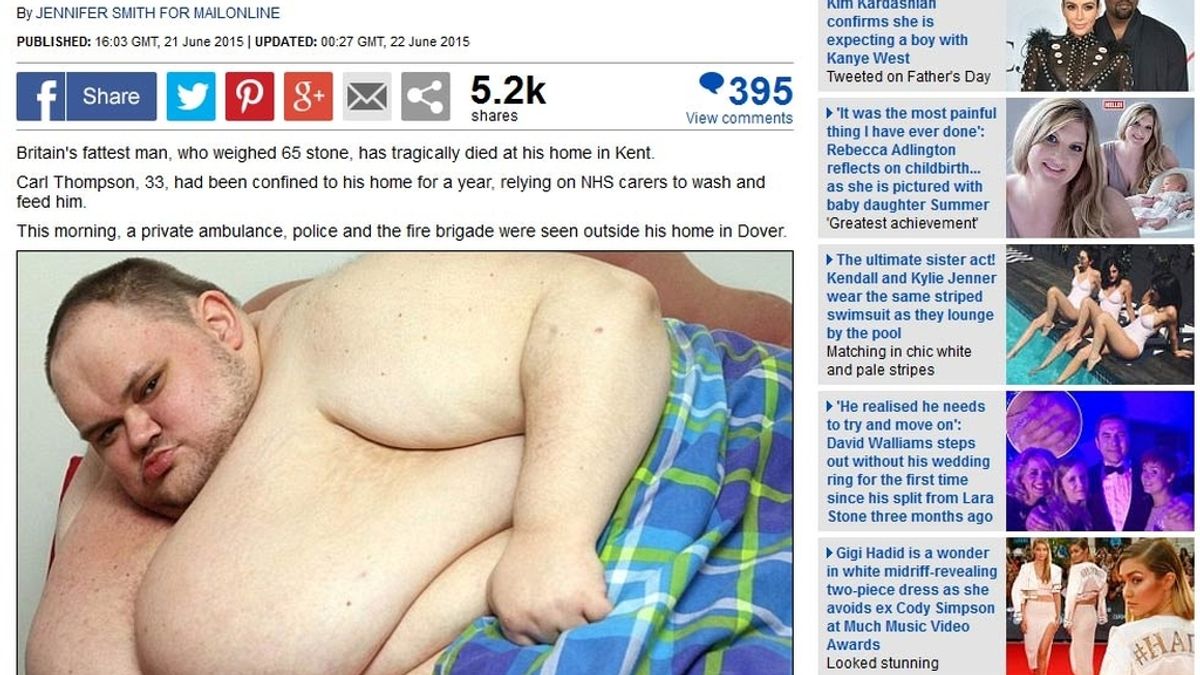 El hombre más gordo de Reino Unido muere solo y pidiendo ayuda