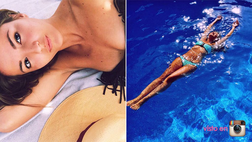 Lovely Pepa y el azul de la piscina, a juego con su biquini