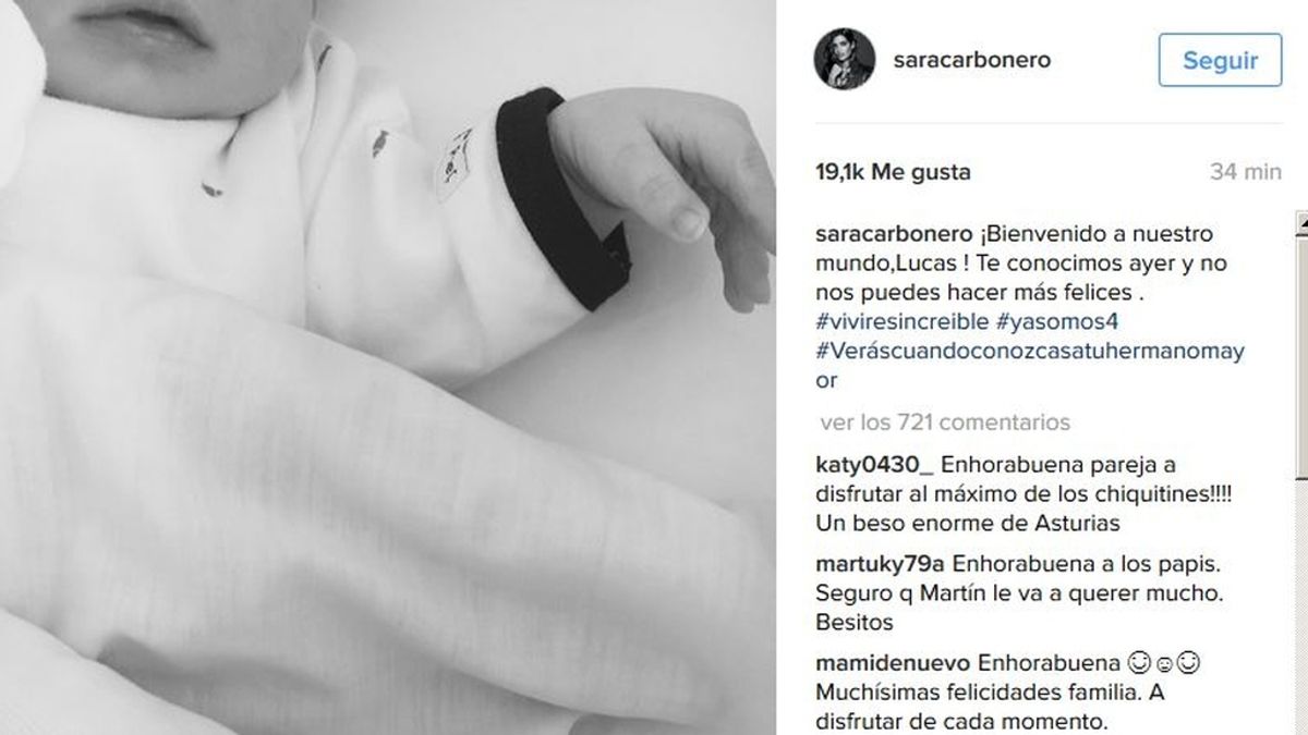 Sara Carbonero presenta Lucas, su segundo hijo