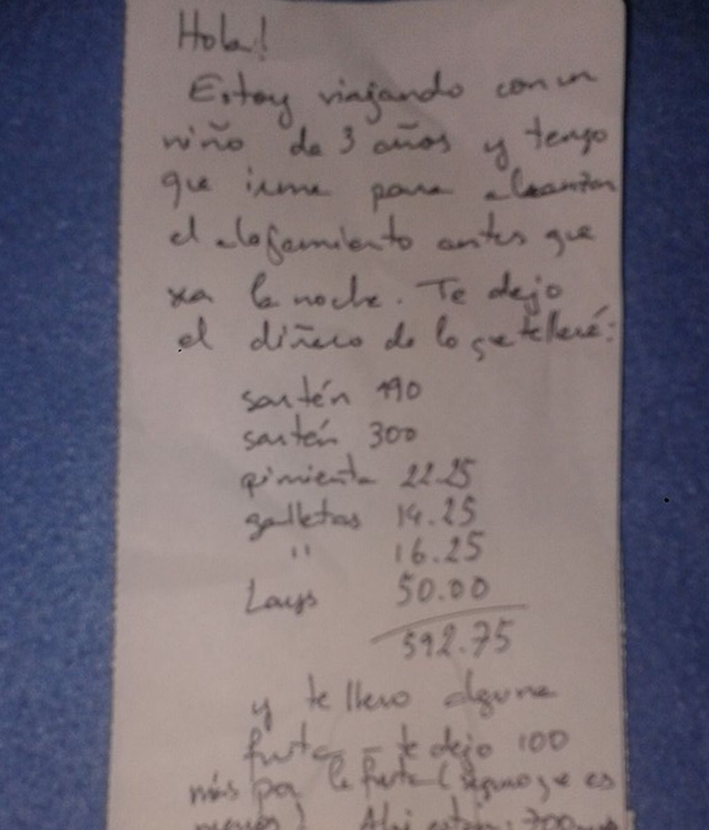 La nota que dejaron en el supermercado abierto