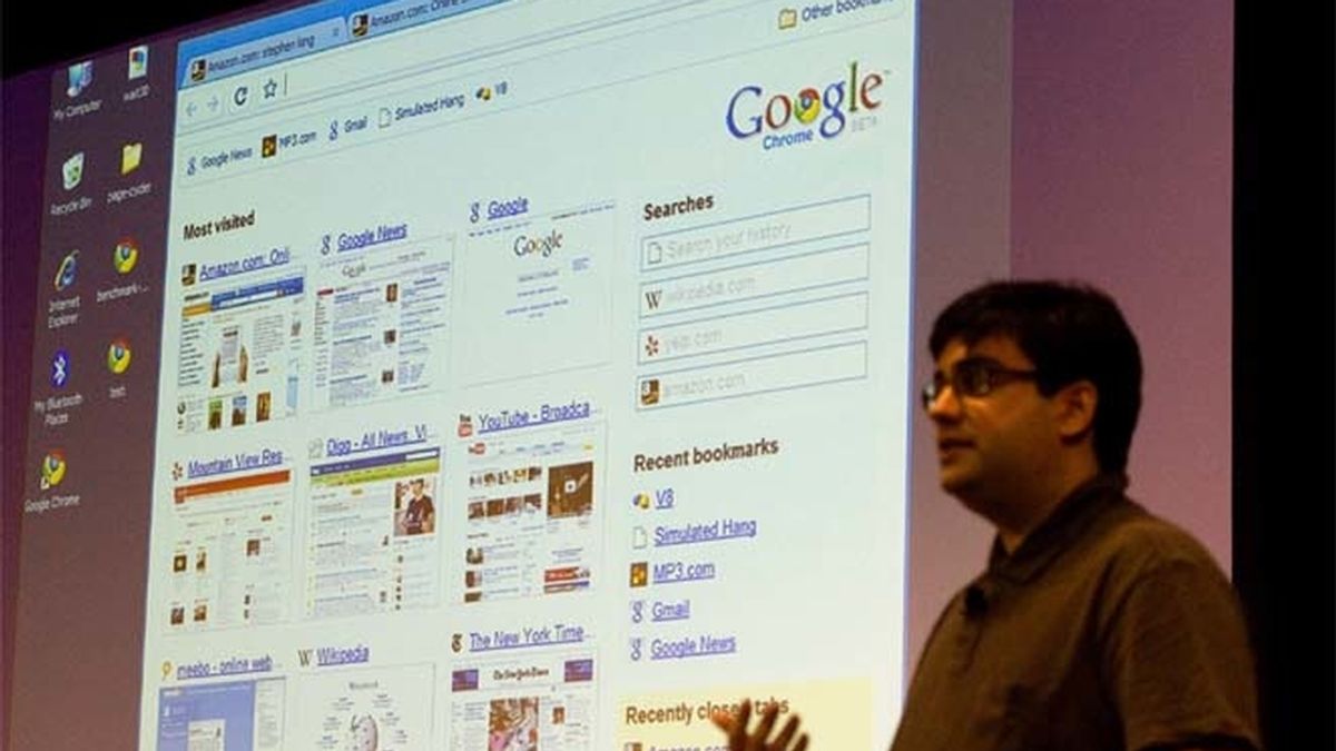 Un ingeniero de Google introduciendo el nuevo navegador web de la compañía