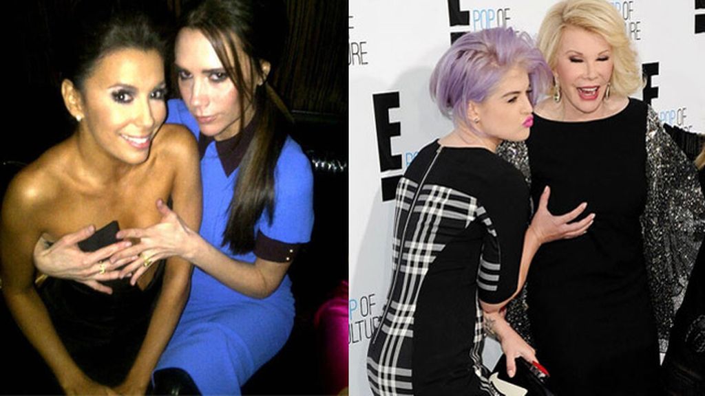 Eva Longoria con Victoria Beckham y Kelly Osbourne con Joan Rivers
