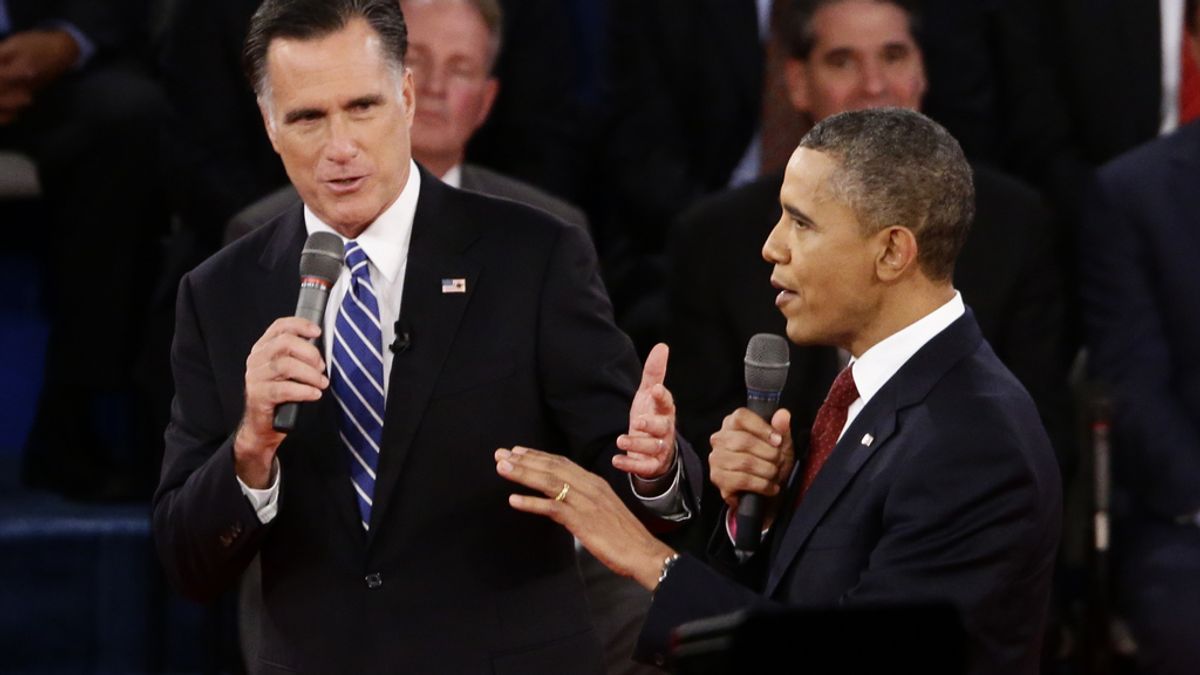 Obama y Romney en el segundo debate electoral