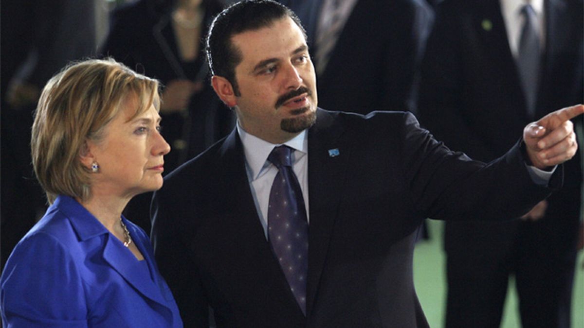 Hillary Clinton con el presidente de Líbano