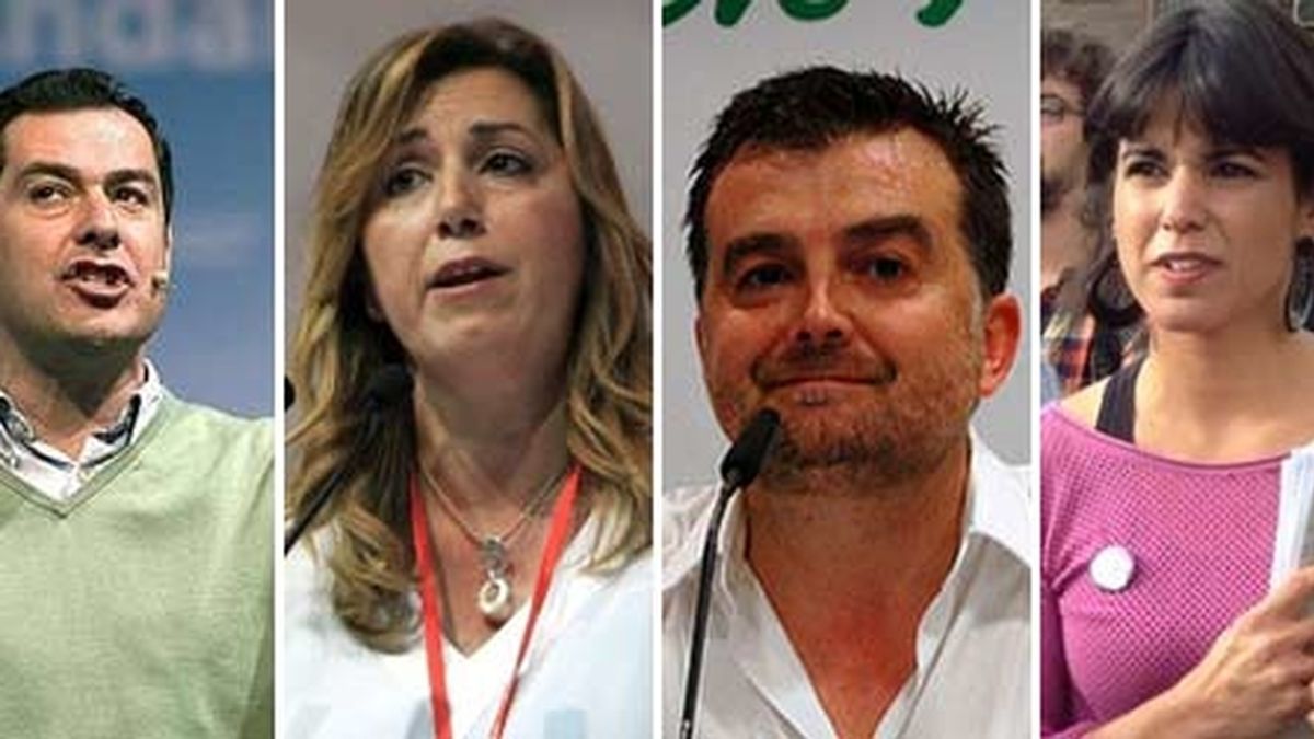 Juan Manuel Moreno, Susana Díaz, Antonio Maíllo, Teresa Rodriguez, candidatos a la Junta de Andalucía