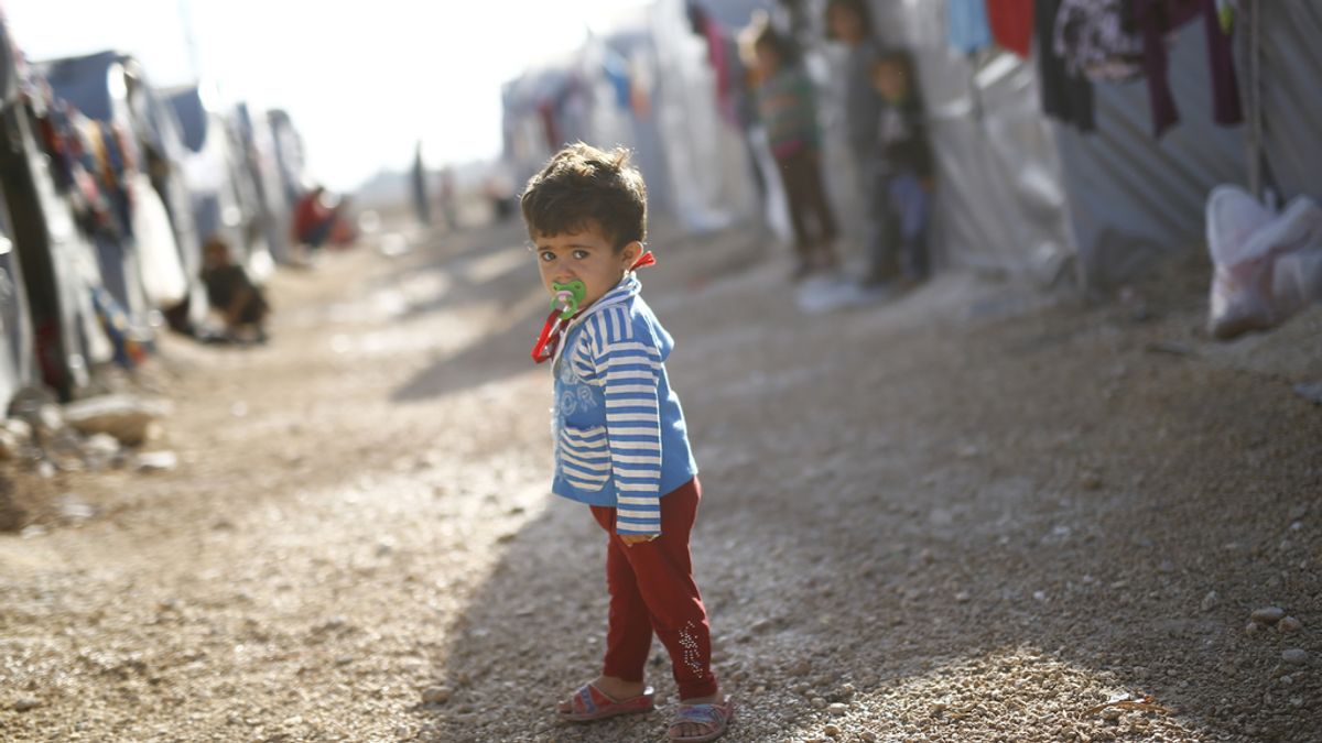 Un niño refugiado kurdo