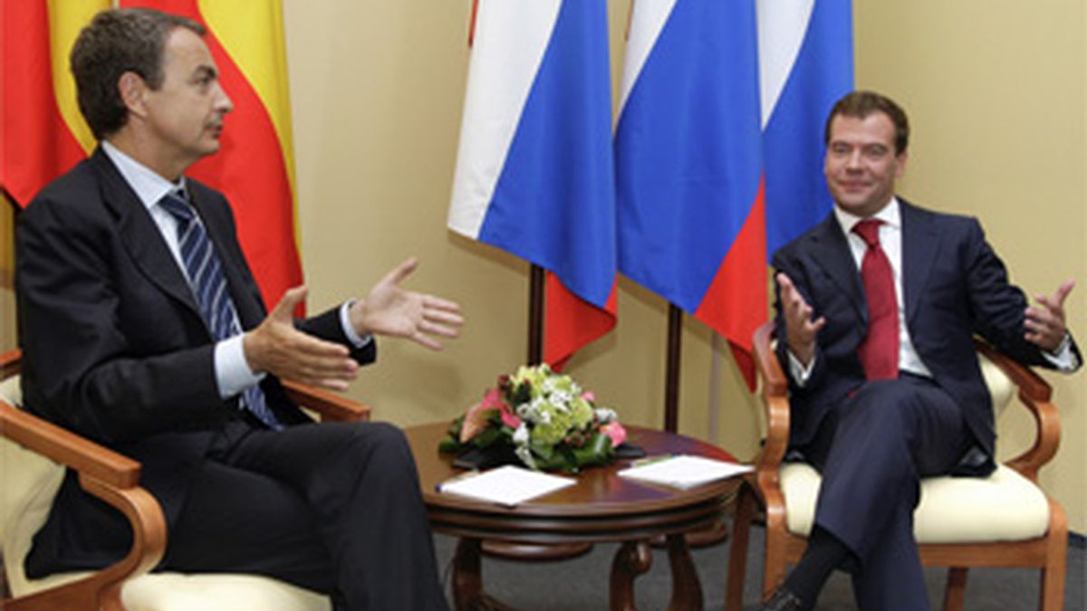 Zapatero con el presidente ruso, Dmitri Medvédev