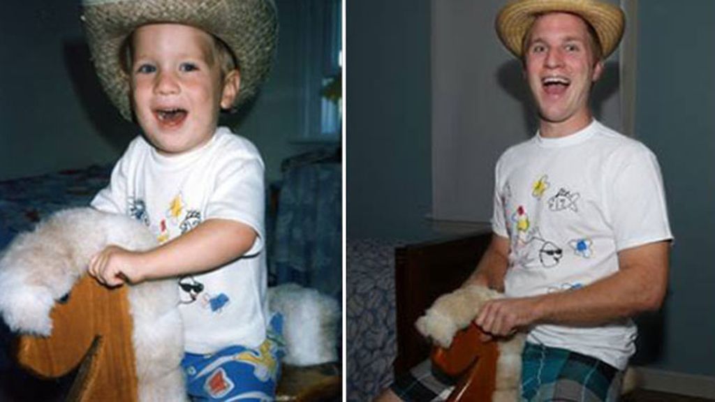 Tres hermanos recrean las fotos de su infancia para su madre