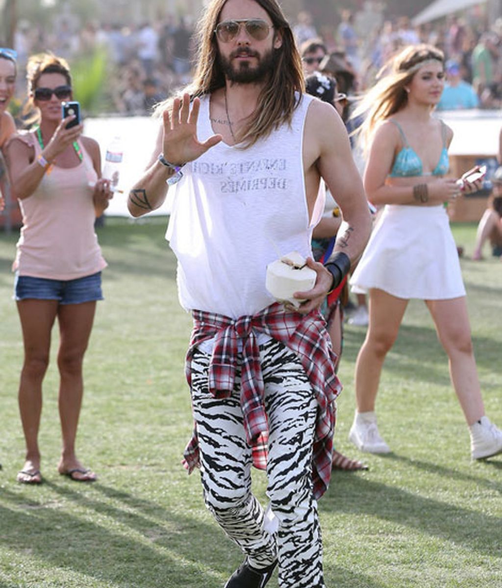 Jared Leto, el segundo día de Festival, con pantalón de estampado de cebra