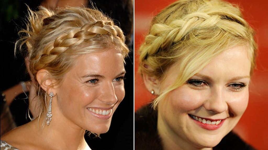 Sienna Miller y Kirsten Dunst, trenza corona con mechones al aire