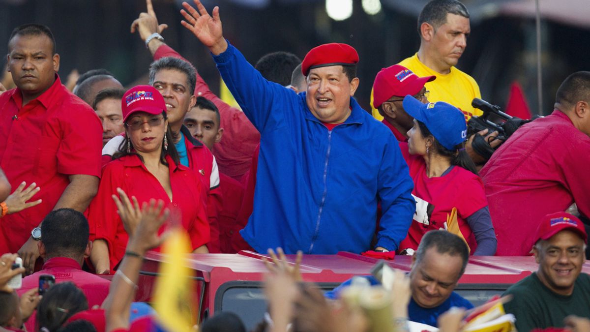 Hugo Chávez en su 58 cumpleaños en Caracas