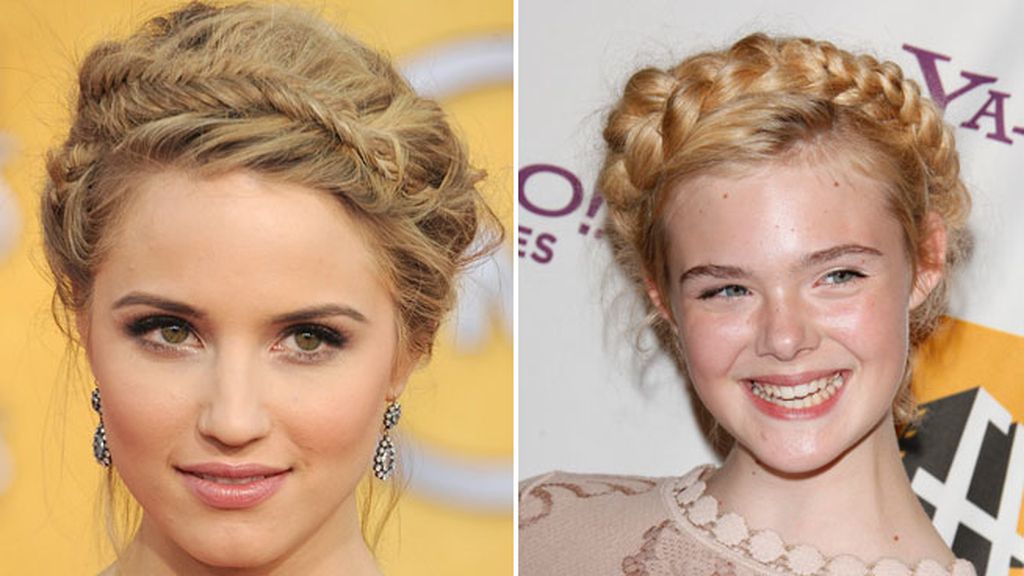 Dianna Agron y Elle Fanning, trenza asimétrica